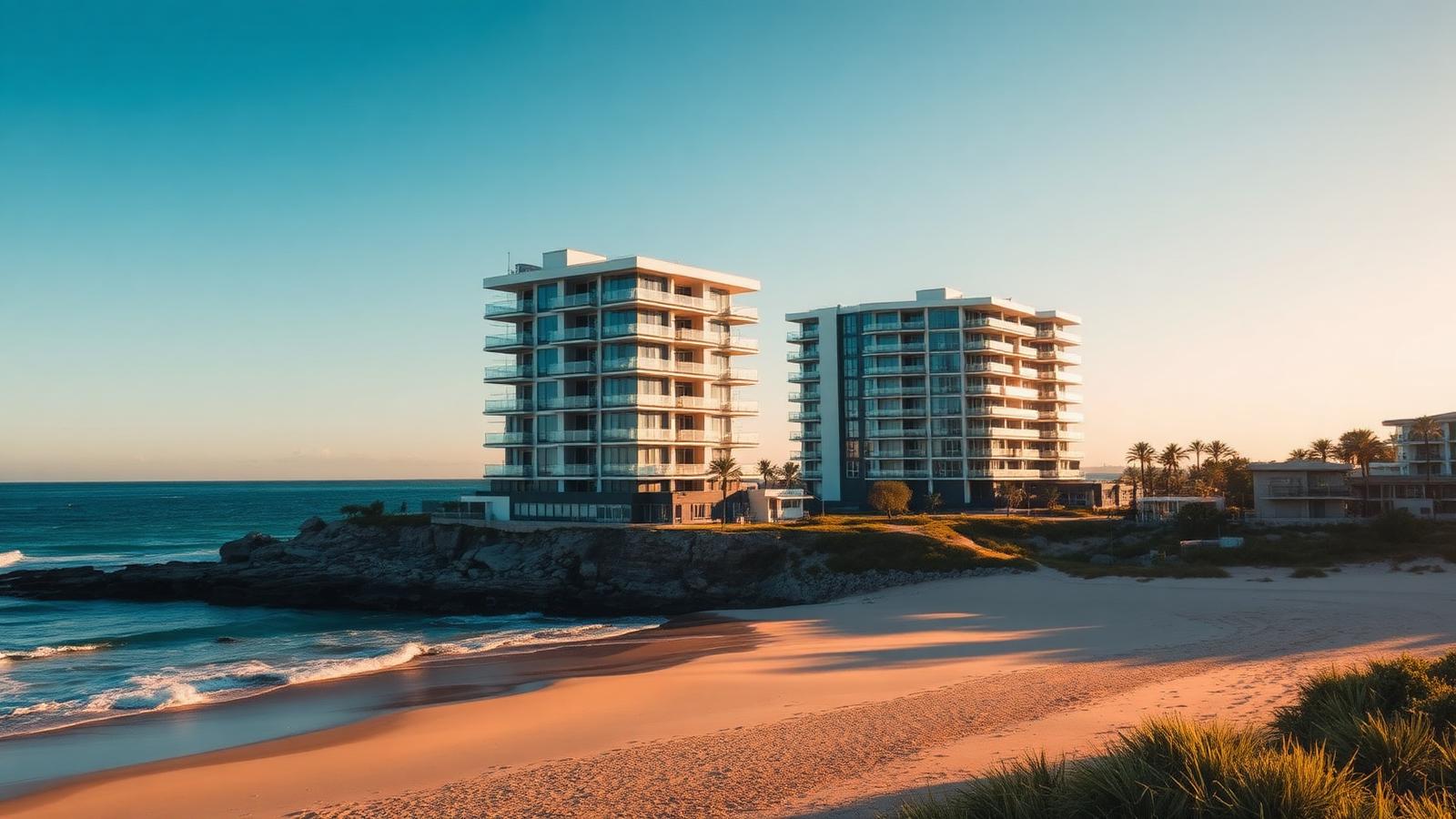 Australian coastal apartments at golden hour
